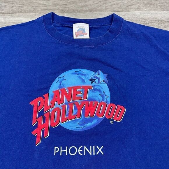 Vintage Shirt Mens Extra Large Blue Planet Hollywood Phoenix Arizona 90s Retro - Picture 2 of 8